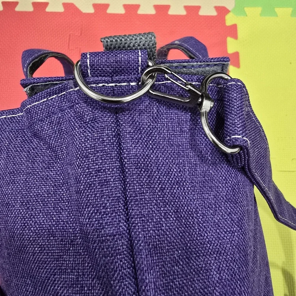 LocknLock Insulated Lunch Tote Bag - Purple/Grey Canvas - Large Crossbody & Hand